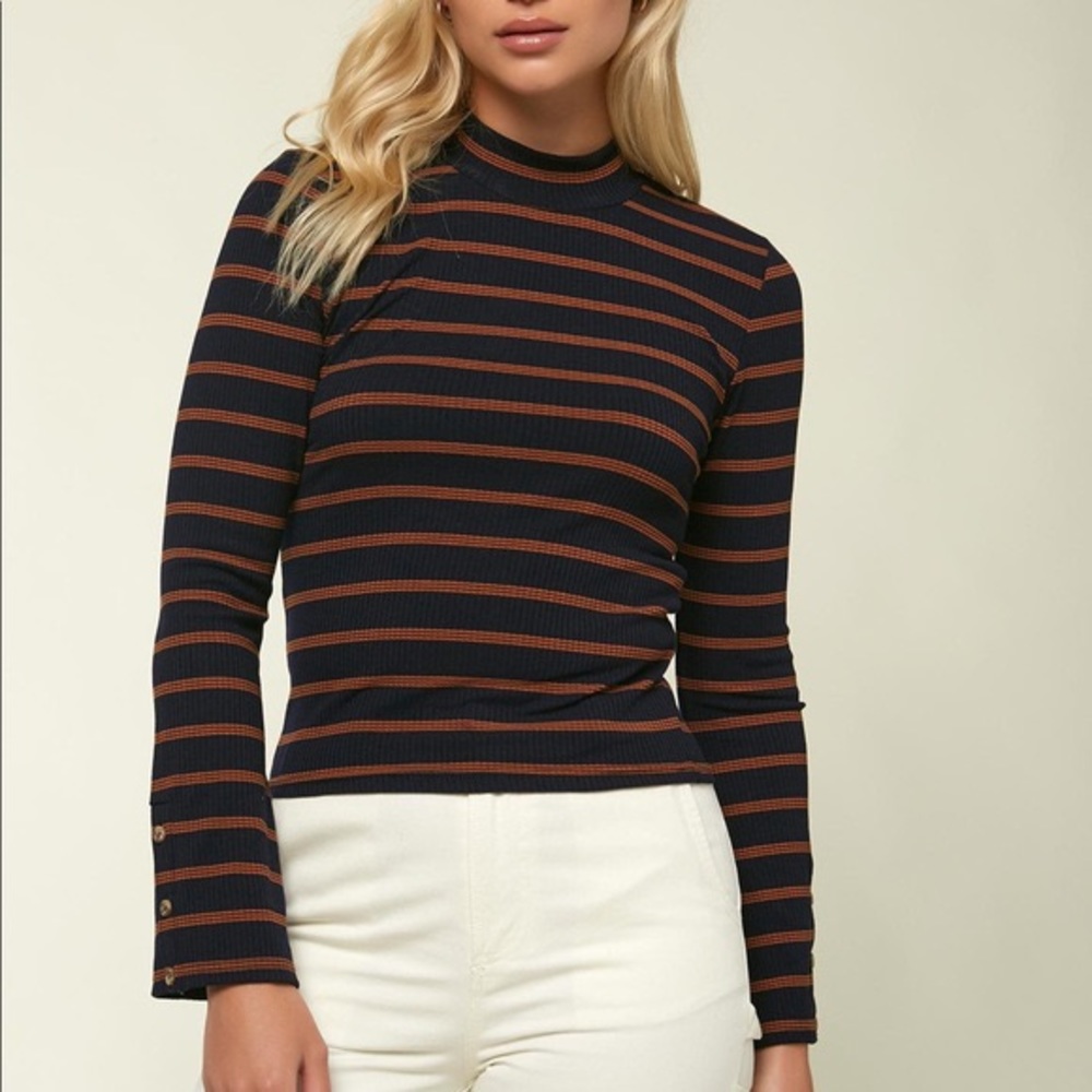 O’Neill Roberts Navy Blue and Orange Stripped Long sleeve